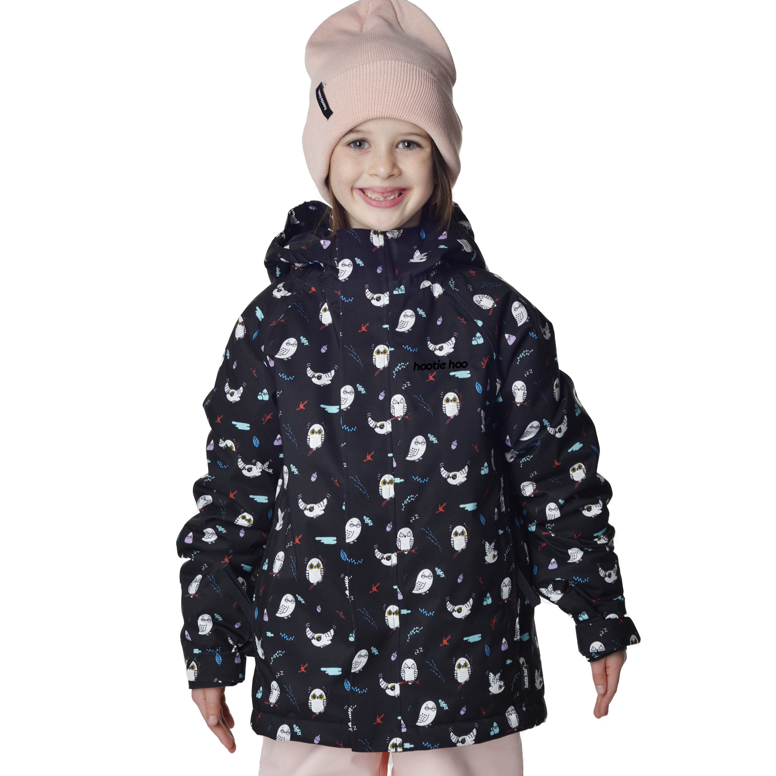 Kids Hayden Insulated Jacket - Black Snowy Owl