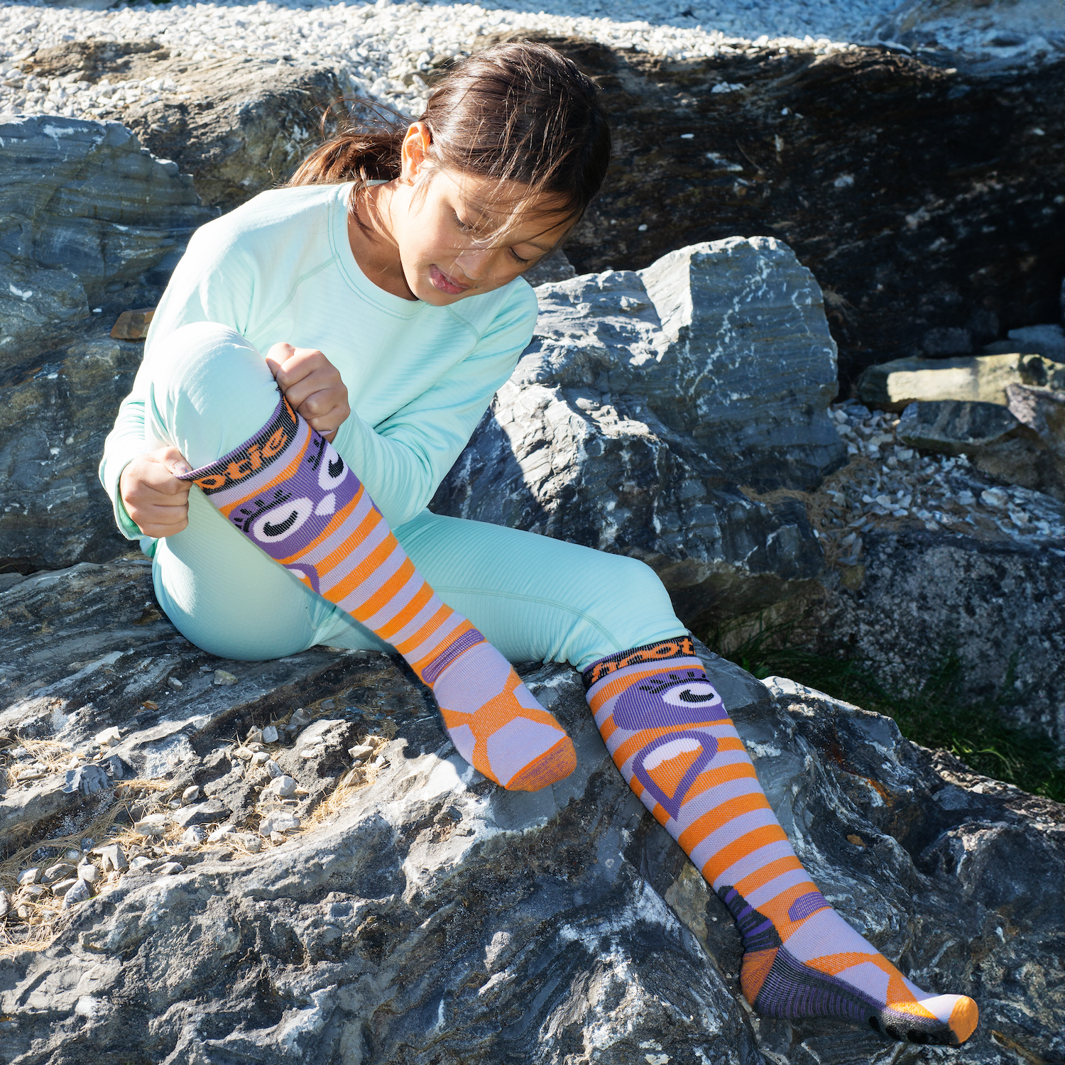 Kids Snowy Owl Midweight Ski & Snowboard Socks - Lavender