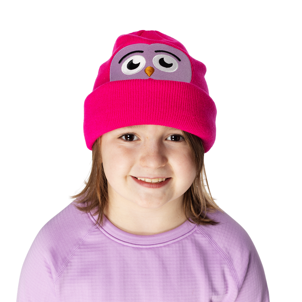 Kids Owlet Beanie - Hot Pink