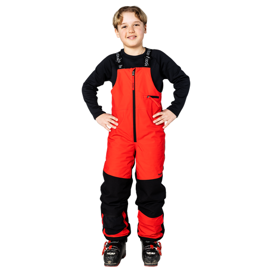 Kids Pinnakle Insulated Bib Snow Pants - True Red/Raven Black