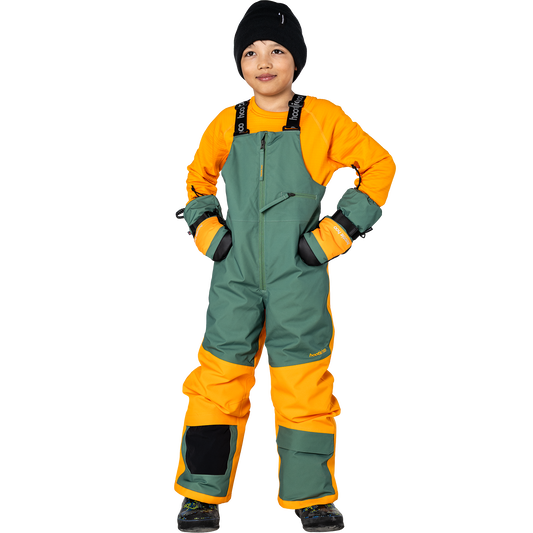 Kids Pinnakle Insulated Bib Snow Pants - Cedar/Marigold