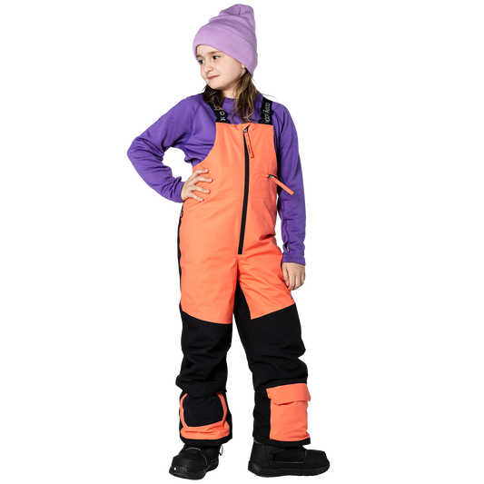 Kids Pinnakle Insulated Bib Snow Pants - Coral/Raven Black