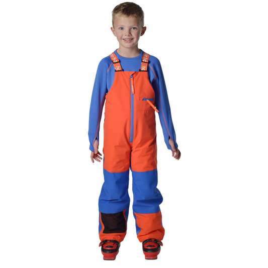 Kids Pinnakle Insulated Bib Snow Pants - Flame/Vivid Blue