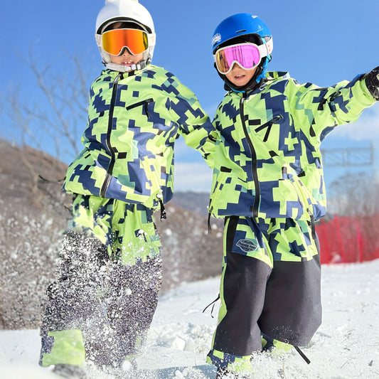 Kids Steeze 2L Shell Pants - Lime Block Camo