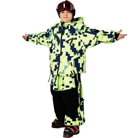 Kids Steeze 2L Shell Jacket - Lime Block Camo