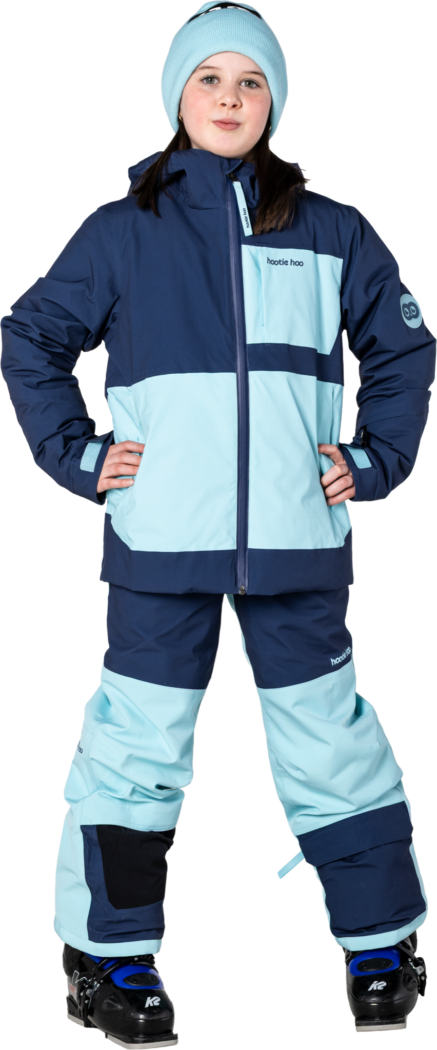 Hootie Hoo Kids Pinnakle Insulated Jacket in Sea Blue/Turquoise — on-model lifestyle