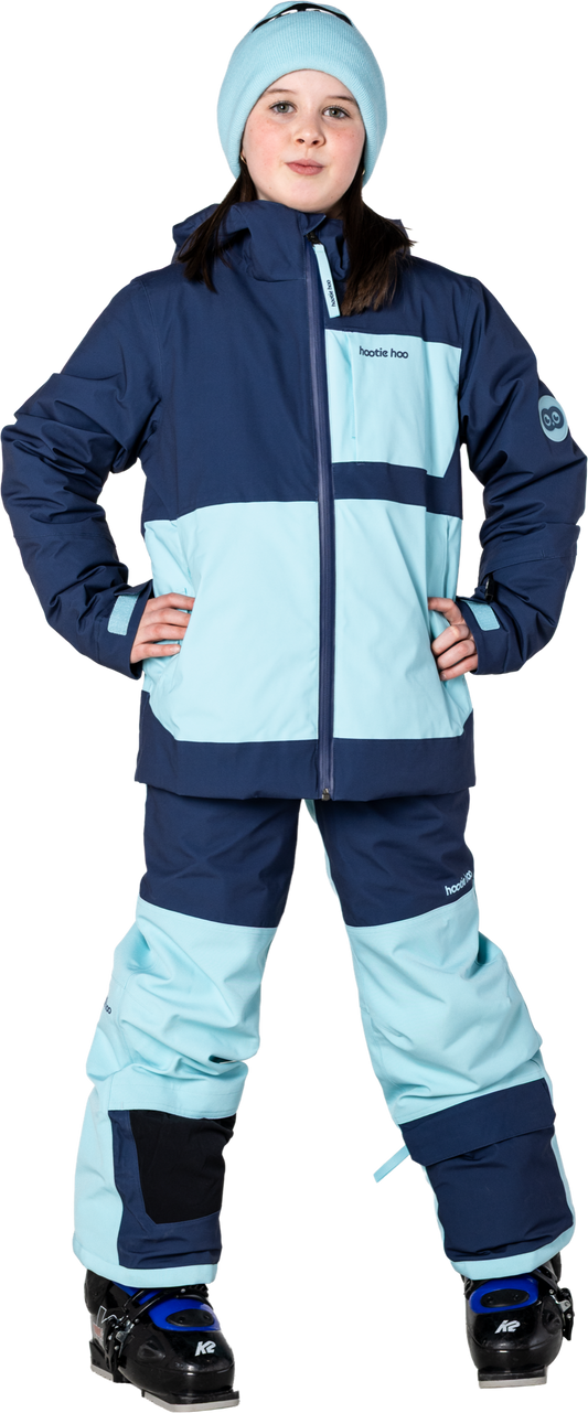 Hootie Hoo Kids Pinnakle Insulated Jacket in Sea Blue/Turquoise — on-model lifestyle