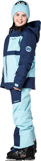 Hootie Hoo Kids Pinnakle Insulated Jacket in Sea Blue/Turquoise — on-model lifestyle