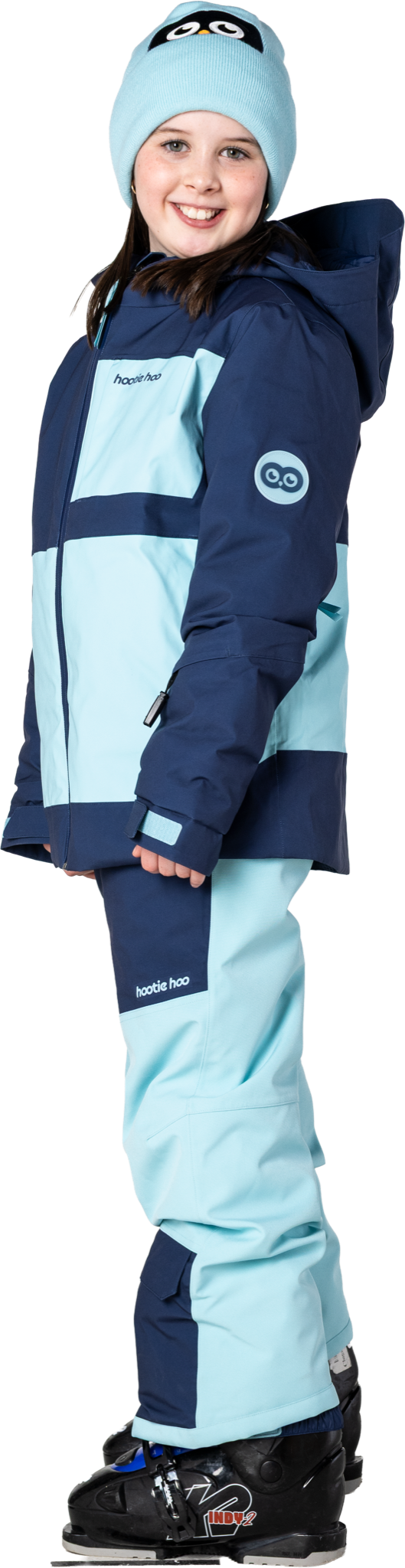 Hootie Hoo Kids Pinnakle Insulated Jacket in Sea Blue/Turquoise — on-model lifestyle
