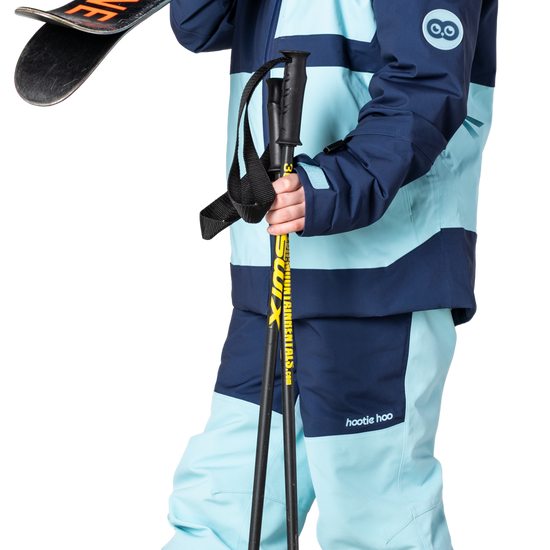 Hootie Hoo Kids Pinnakle Insulated Jacket in Sea Blue/Turquoise — on-model lifestyle