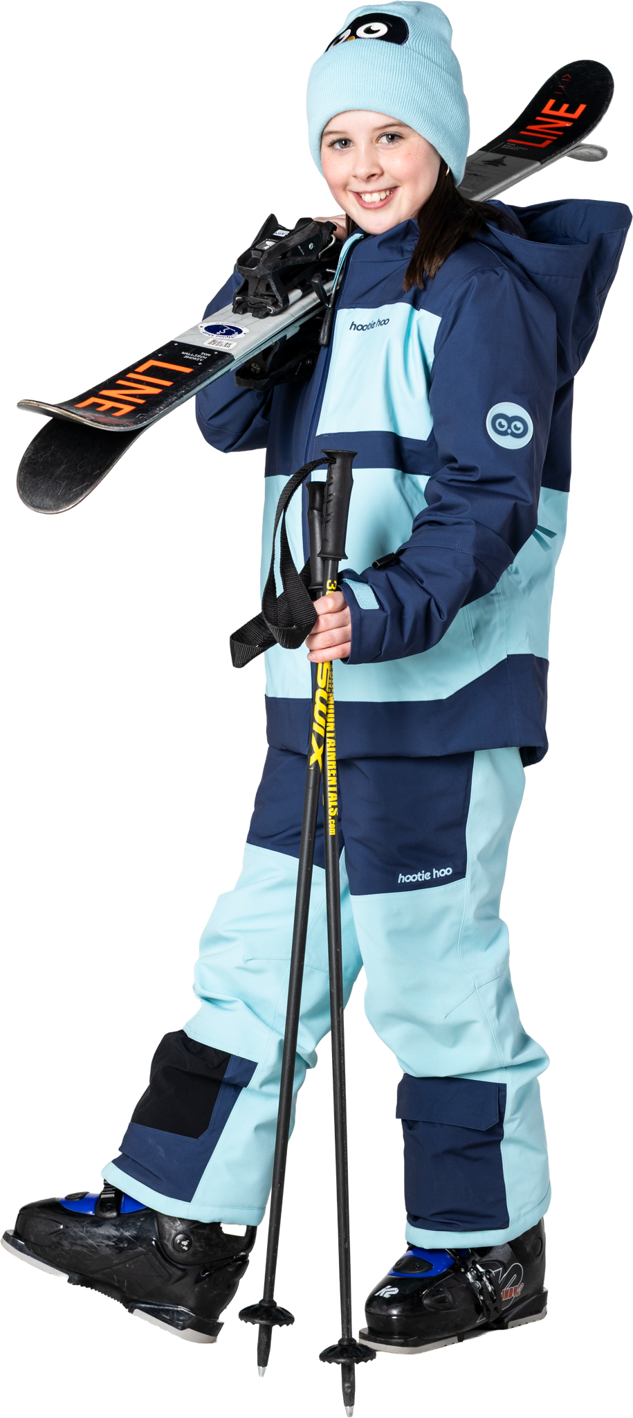 Hootie Hoo Kids Pinnakle Insulated Jacket in Sea Blue/Turquoise — on-model lifestyle