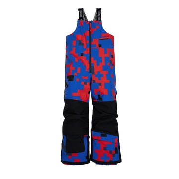 Hootie Hoo Kids Pinnakle Insulated Bib Snow Pants in Vivid Blue/Block Camo — front view