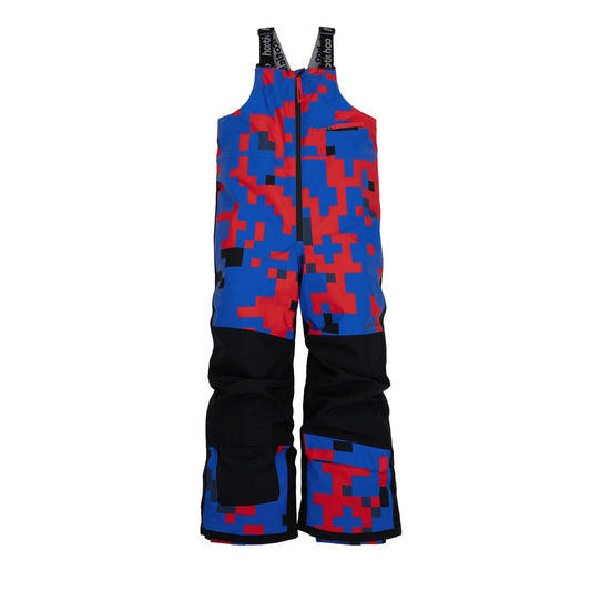Hootie Hoo Kids Pinnakle Insulated Bib Snow Pants in Vivid Blue/Block Camo — front view