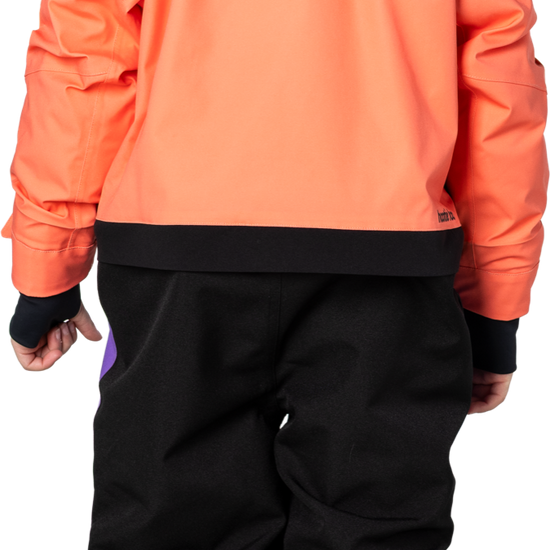 Hootie Hoo Kids Vista Insulated Snowsuit in Coral/Raven Black/Grape — on-model lifestyle
